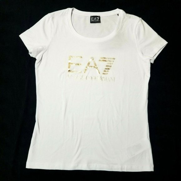 Emporio Armani Tops - Emporio Armani White Tee with Gold Logo